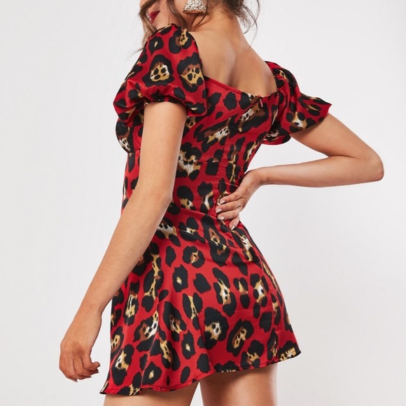 missguided red leopard dress